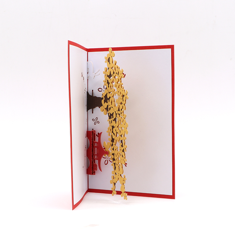 3d立體賀卡定製中秋立體賀卡掛花樹賀卡定製批發