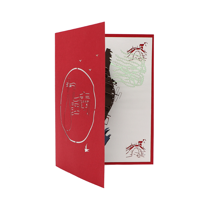 3d立體賀卡定製中國（guó）風鏤空手（shǒu）工（gōng）賀卡（kǎ）江南（nán）水鄉定製批發（fā）