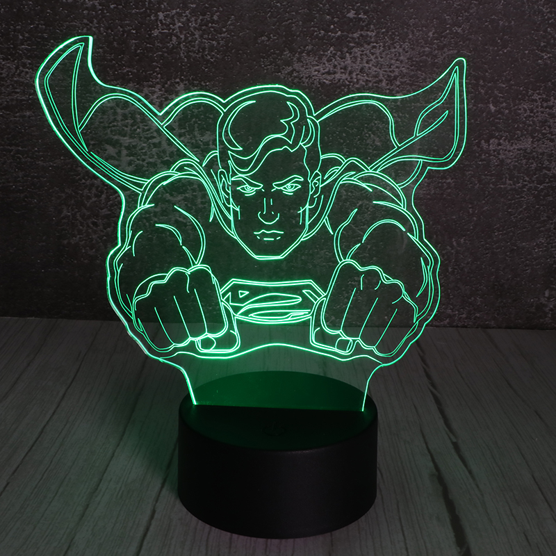 3d立體遙控小夜燈（dēng）創意亞克力（lì）led發光超人小夜燈廠家（jiā）定製（zhì）