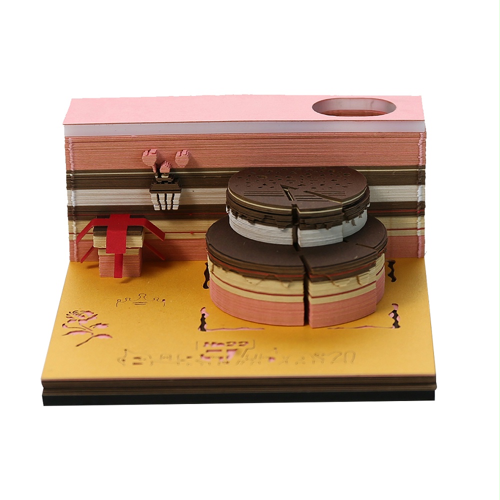 3d便簽紙雕定製立體生日蛋糕便簽紙定製廠家