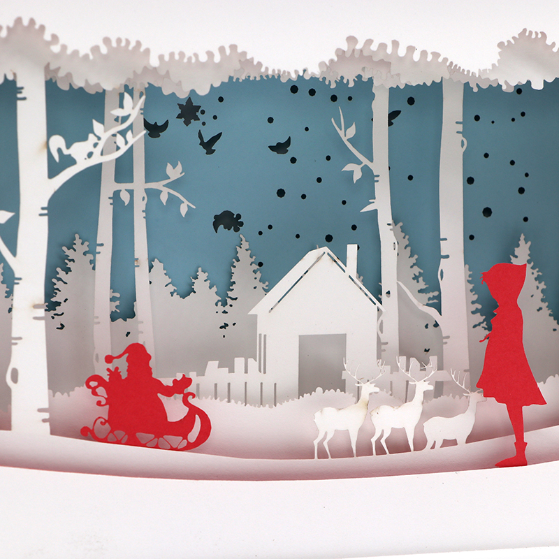 3d立體光（guāng）影紙雕燈創意3d聖誕紙雕（diāo）燈定製