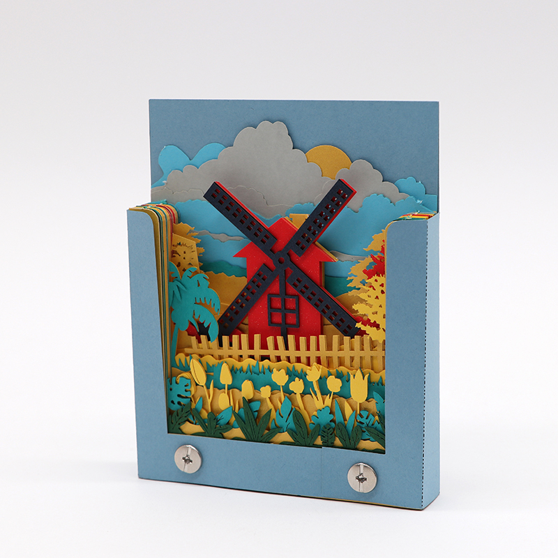 3d藝術（shù）便簽薄款立體創（chuàng）意（yì）風車模型便簽紙廠家定製