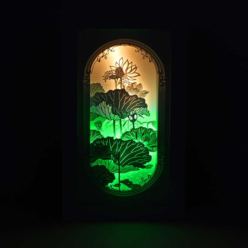 創意古風（fēng）紙雕燈3d立體光影紙雕燈（dēng）中國風紙雕燈（dēng）荷塘月色廠家定製（zhì）