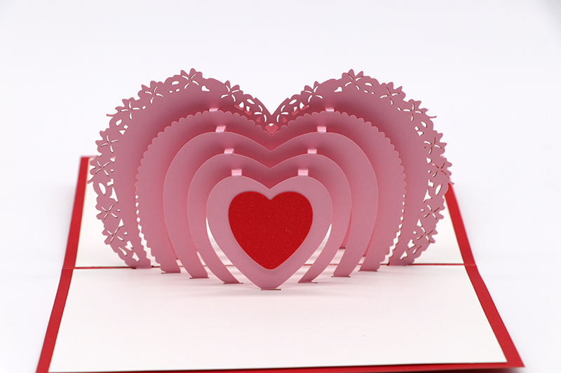 3d鏤空立（lì）體賀卡創意（yì）心（xīn）形鏤空立體賀卡廠家定製批發